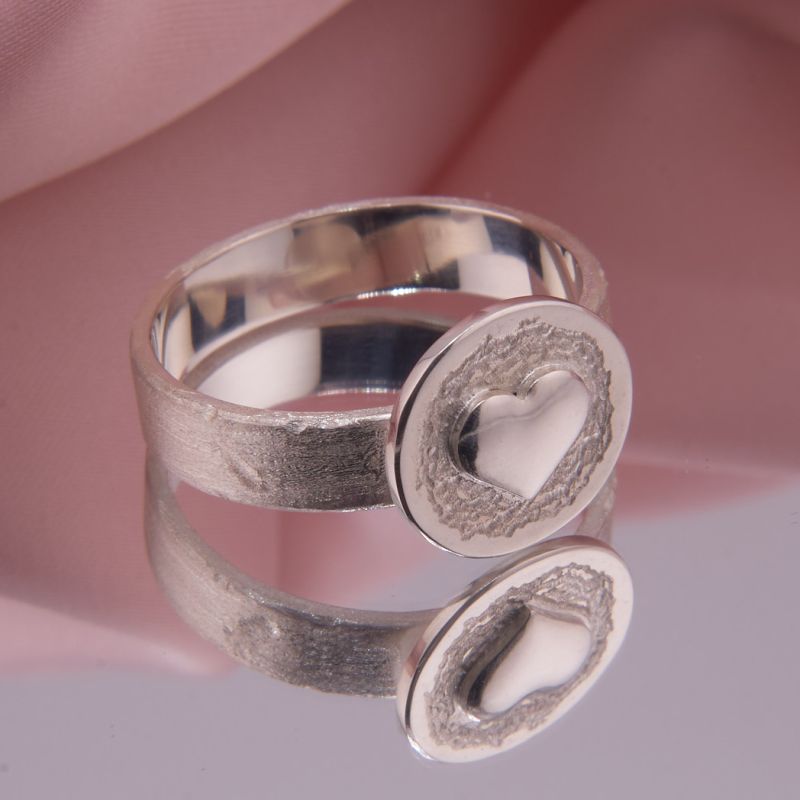 Siegelring mit Herz, Herzring, Sterling Silber